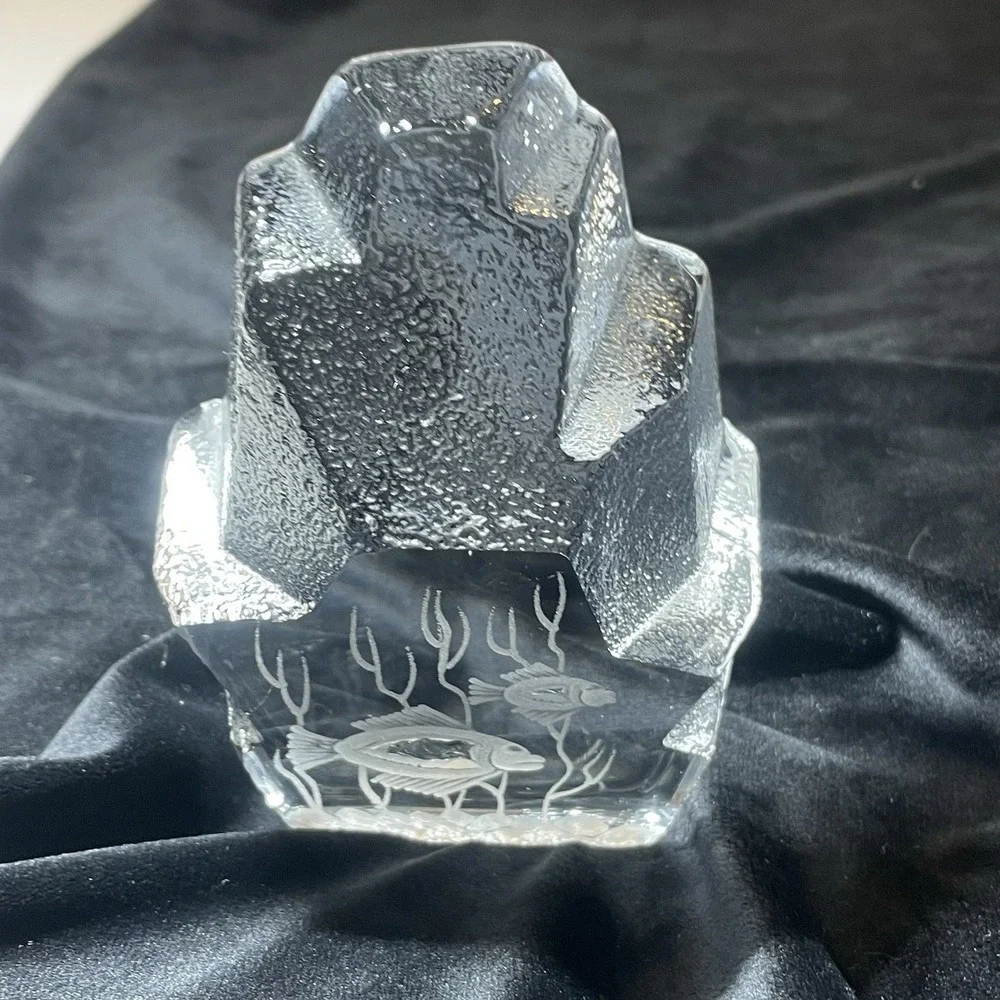 Vtg Fish Paperweight glass Signed and Numbered